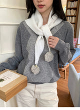 Women's Soft White Tassel Winter Scarf
