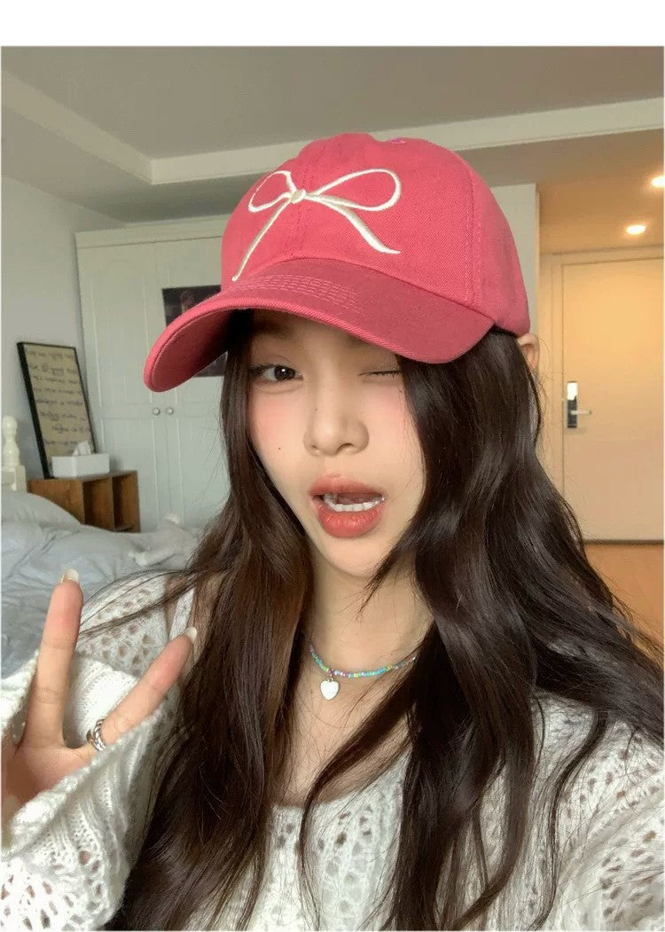 Women's Bow Embroidery Baseball Cap