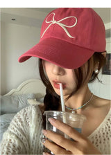 Women's Bow Embroidery Baseball Cap