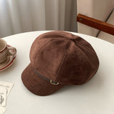 Women’s Brown Suede Style Newsboy Cap
