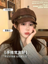 Women’s Brown Suede Style Newsboy Cap