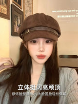 Women’s Brown Suede Style Newsboy Cap