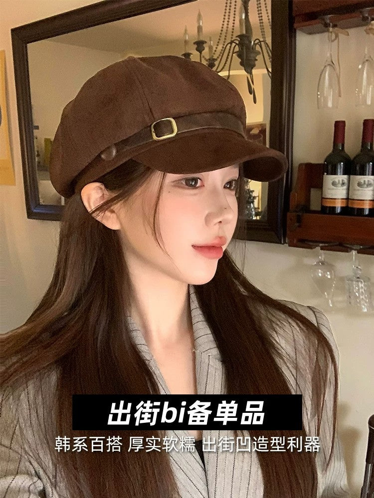 Women’s Brown Suede Style Newsboy Cap