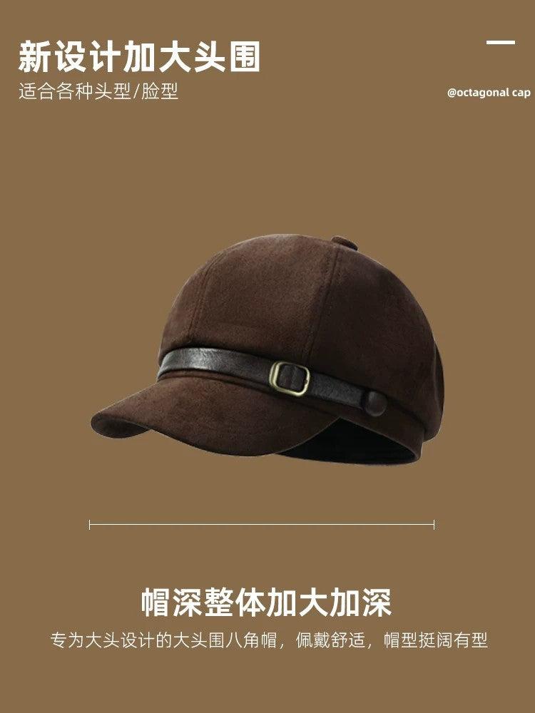 Women’s Brown Suede Style Newsboy Cap