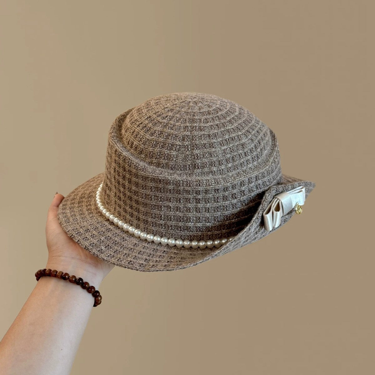 Women’s  Knit Pearl Fedora Hat