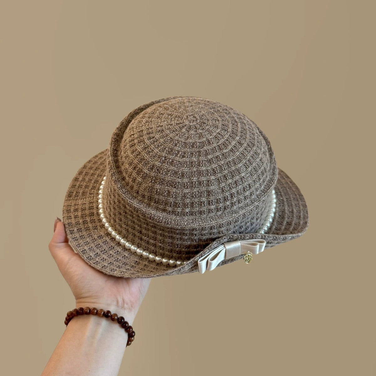 Women’s  Knit Pearl Fedora Hat