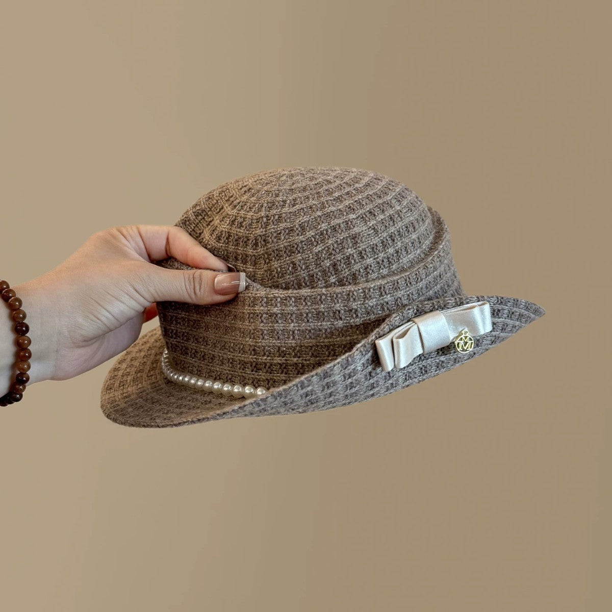 Women’s  Knit Pearl Fedora Hat