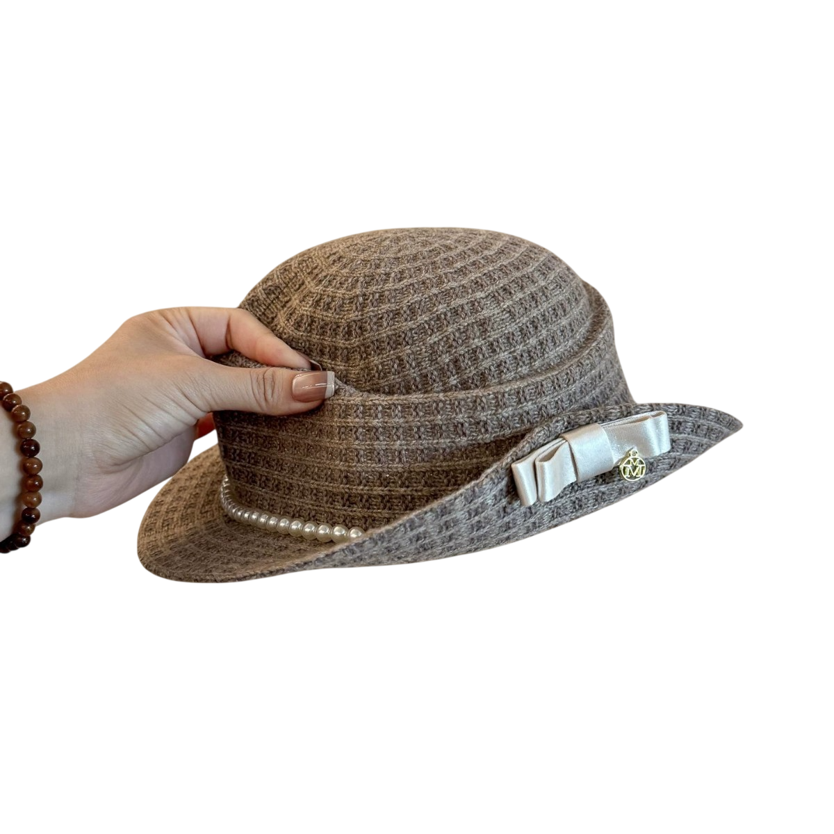 Women’s  Knit Pearl Fedora Hat