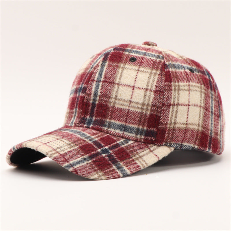 Women’s Plaid Pattern Casual Baseball Cap with Curved Brim