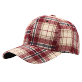 Women’s Plaid Pattern Casual Baseball Cap with Curved Brim
