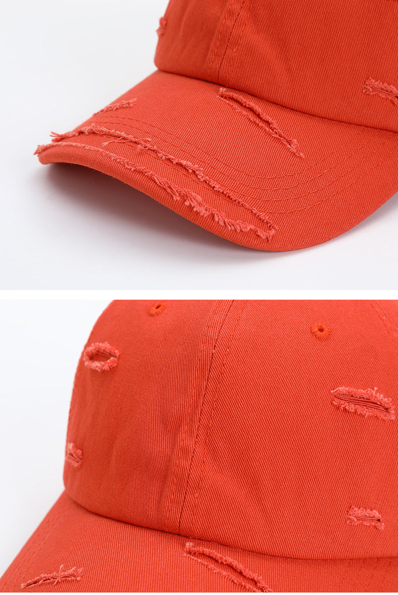 Unisex Distressed Baseball Cap with Curved Brim