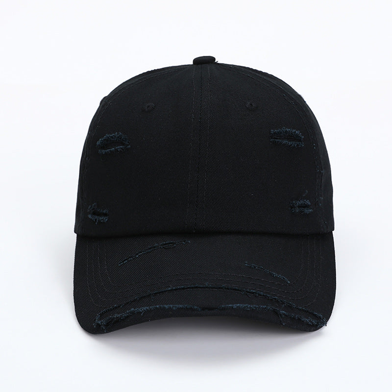 Unisex Distressed Baseball Cap with Curved Brim