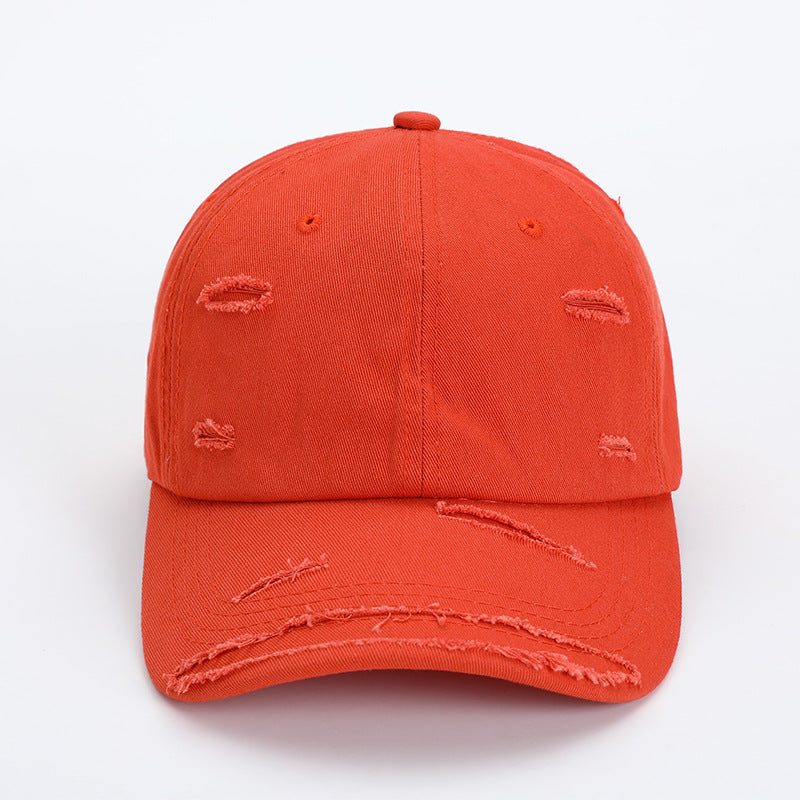 Unisex Distressed Baseball Cap with Curved Brim