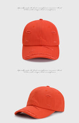 Unisex Distressed Baseball Cap with Curved Brim