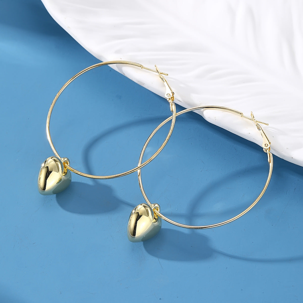 Heart Pendant Hoop Earrings