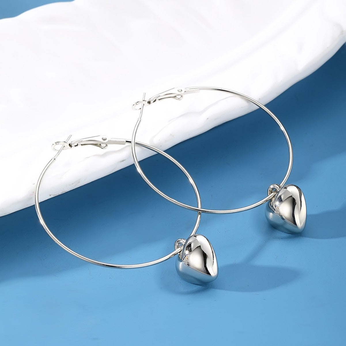 Heart Pendant Hoop Earrings