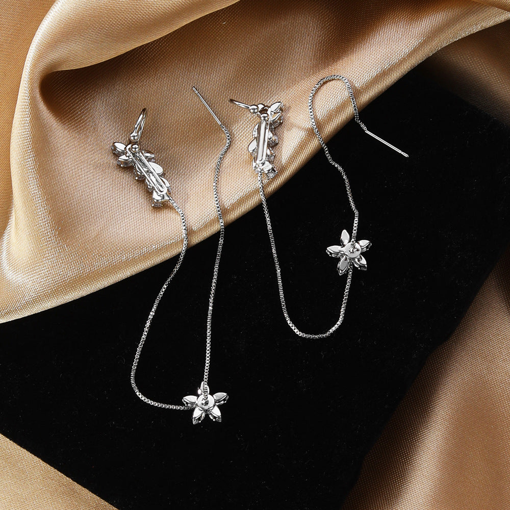 Elegant Silver Butterfly Chain Earrings