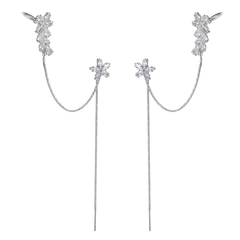Elegant Silver Butterfly Chain Earrings