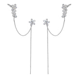 Elegant Silver Butterfly Chain Earrings