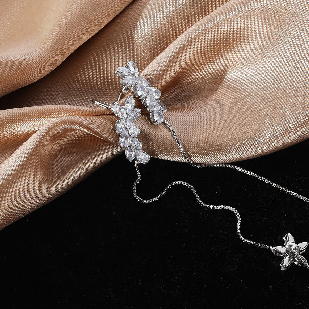 Elegant Silver Butterfly Chain Earrings