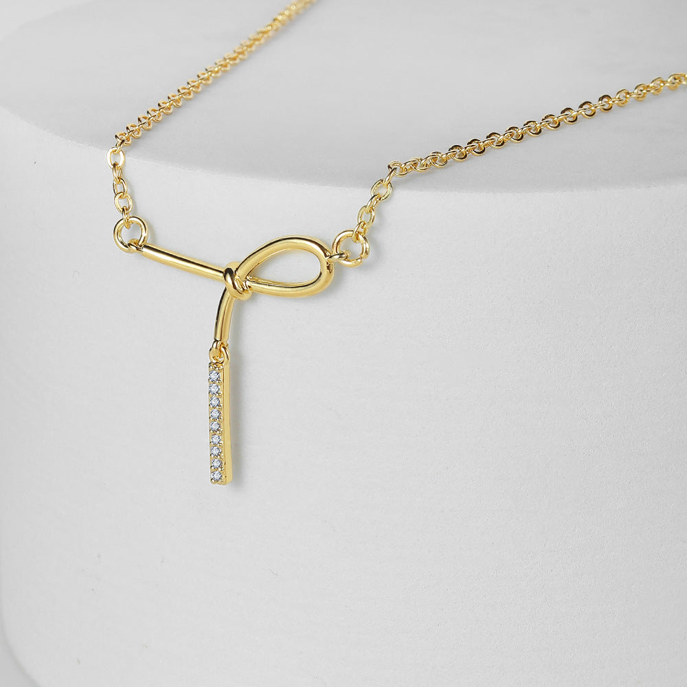 Bow Pendant Necklace with Crystal Drop