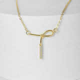 Bow Pendant Necklace with Crystal Drop