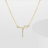 Bow Pendant Necklace with Crystal Drop