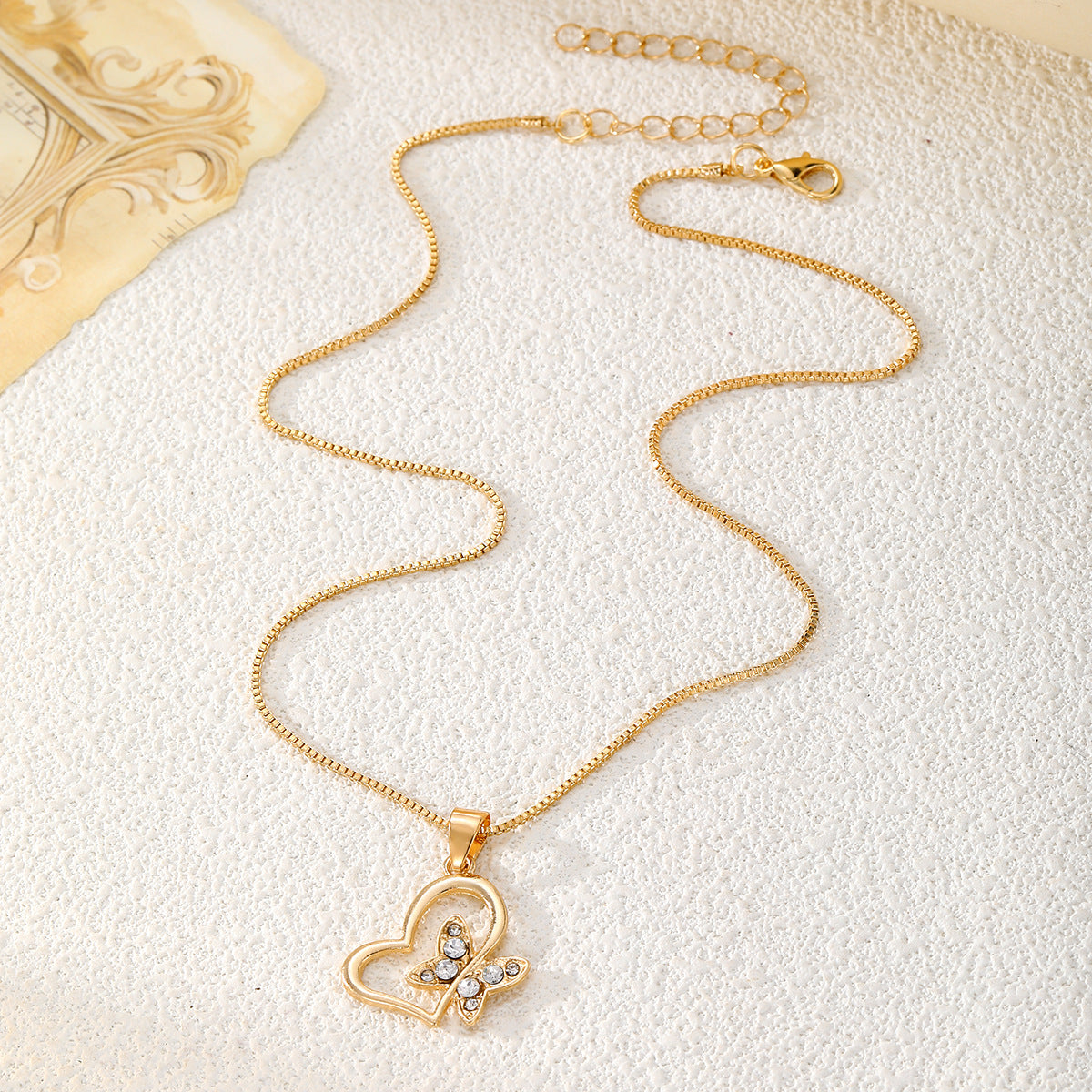 Heart and Butterfly Pendant Necklace