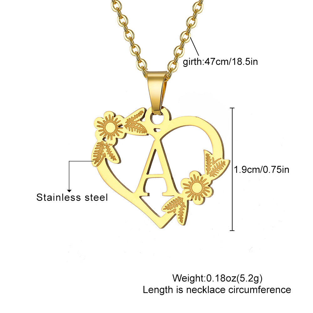 Heart Pendant Necklace with Floral Detailing