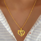 Heart Pendant Necklace with Floral Detailing