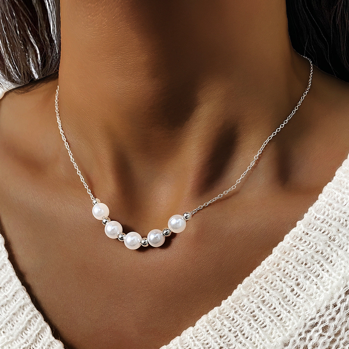 Pearl and Silver Bead Necklace