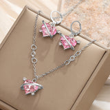 Elegant Pink Heart Jewelry Set