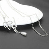 Leaf and Pearl Pendant Necklace