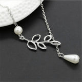 Leaf and Pearl Pendant Necklace
