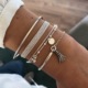 Silver Layered Charm Bracelets Set