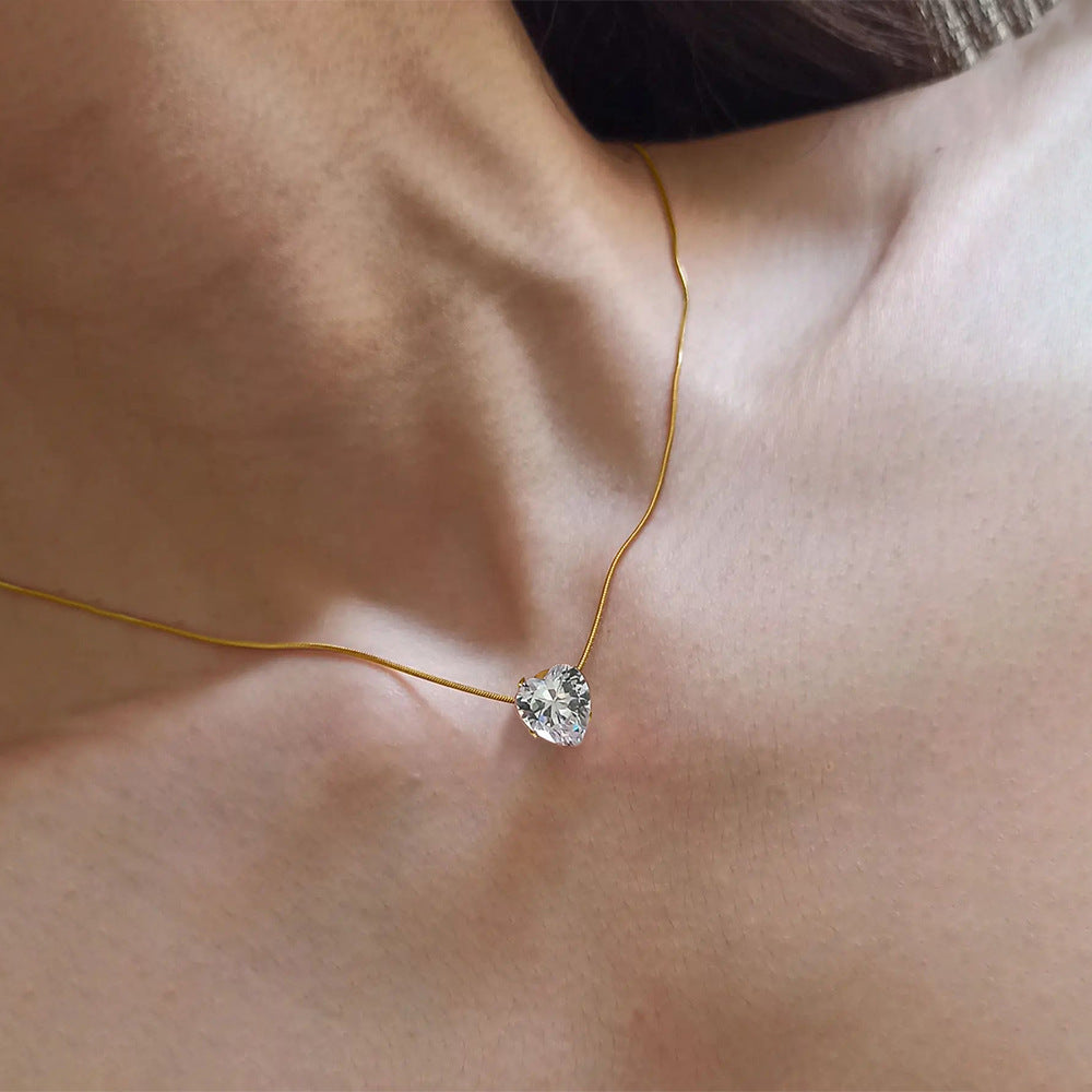 Elegant Heart-Shaped Crystal Pendant Necklace