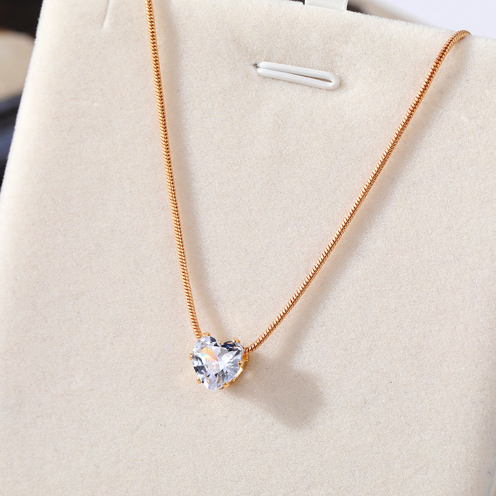 Elegant Heart-Shaped Crystal Pendant Necklace