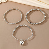 Elegant Heart Charm Beaded Bracelets