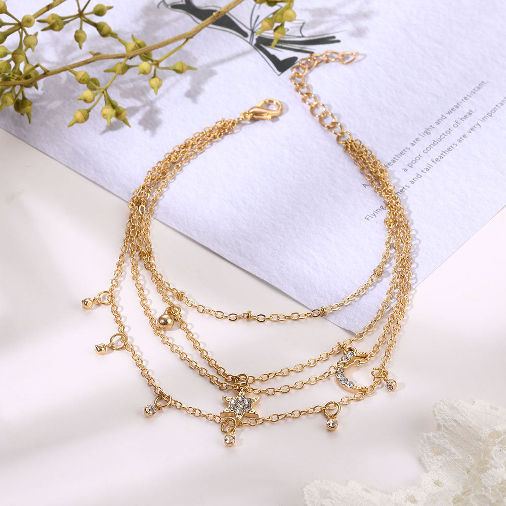 Butterfly Anklet Multilayer Crystal
