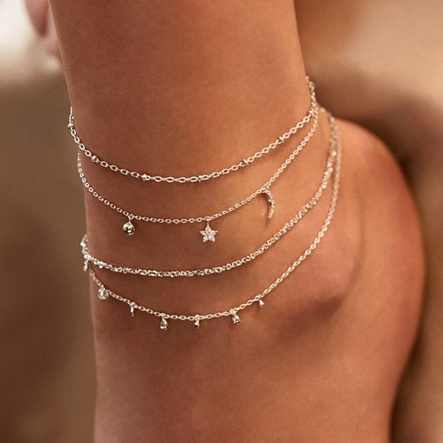 Butterfly Anklet Multilayer Crystal