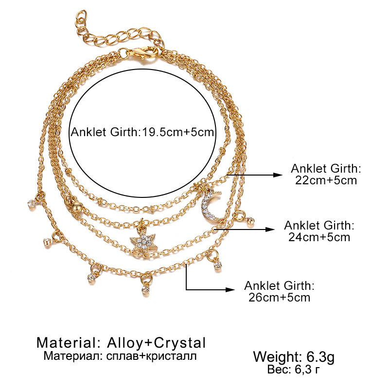 Butterfly Anklet Multilayer Crystal