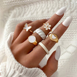 Stylish Assorted White Ring Set