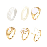 Stylish Assorted White Ring Set