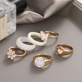 Stylish Assorted White Ring Set