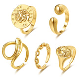 Abstract Gold Ring Set