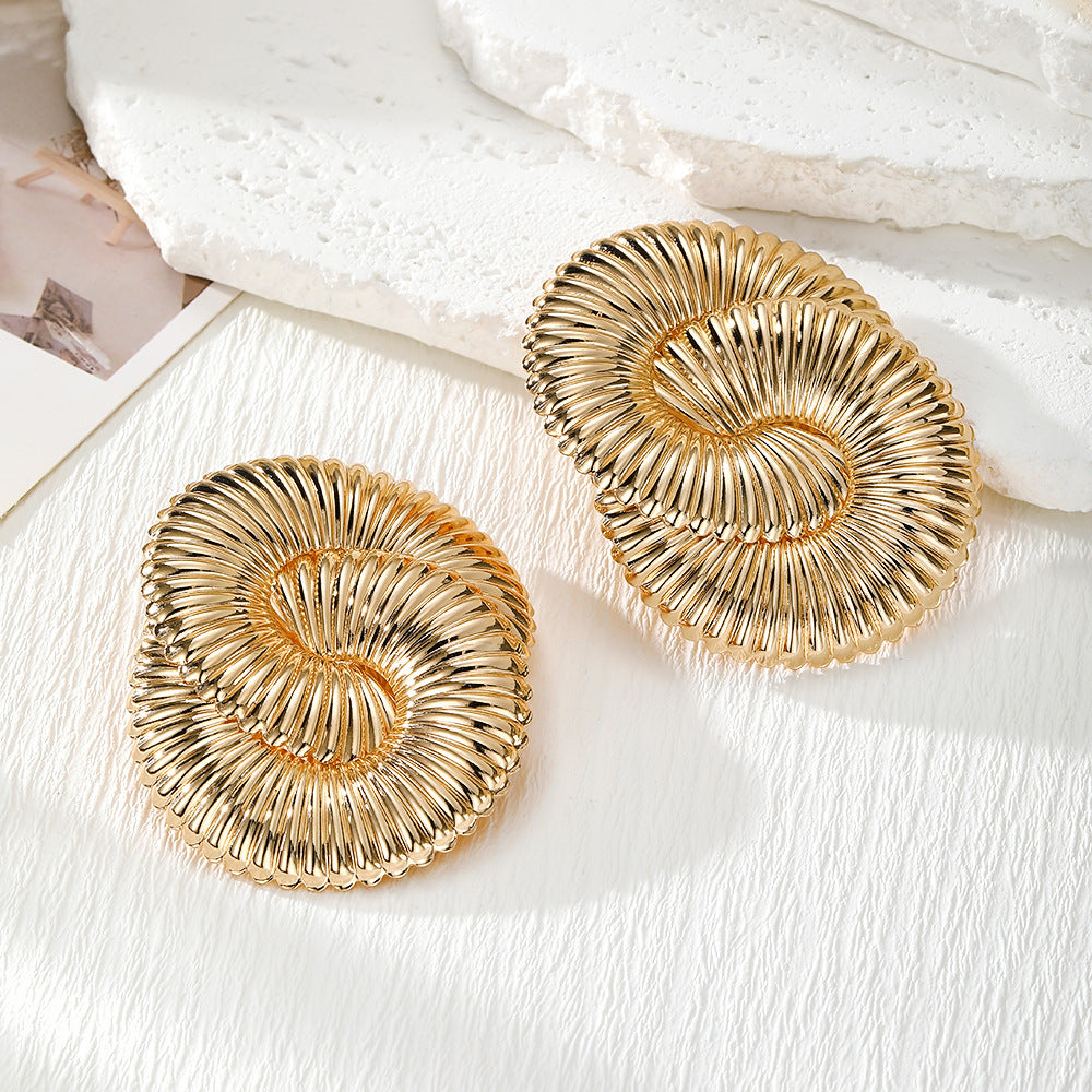 Elegant Gold Spiral Statement Earring