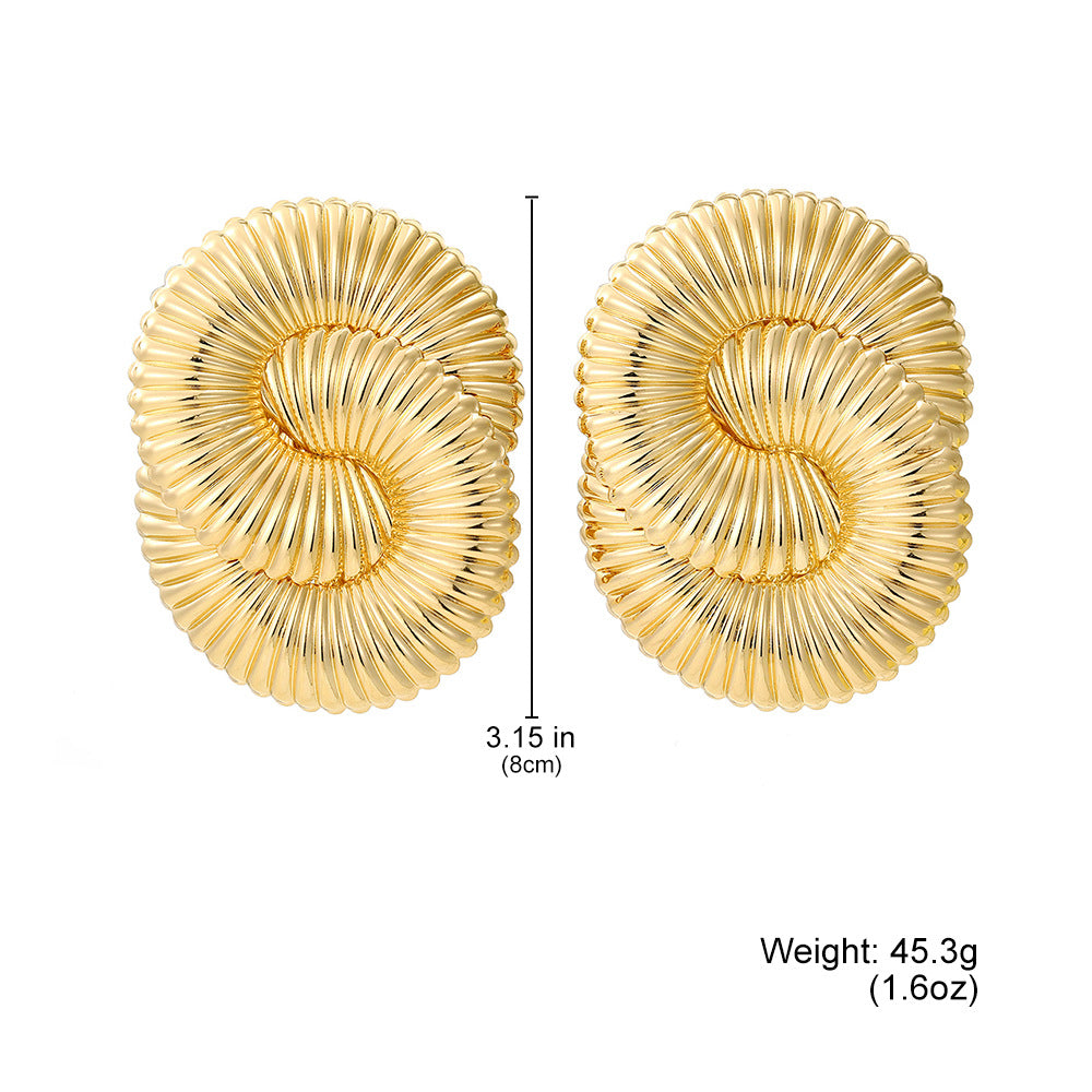 Elegant Gold Spiral Statement Earring
