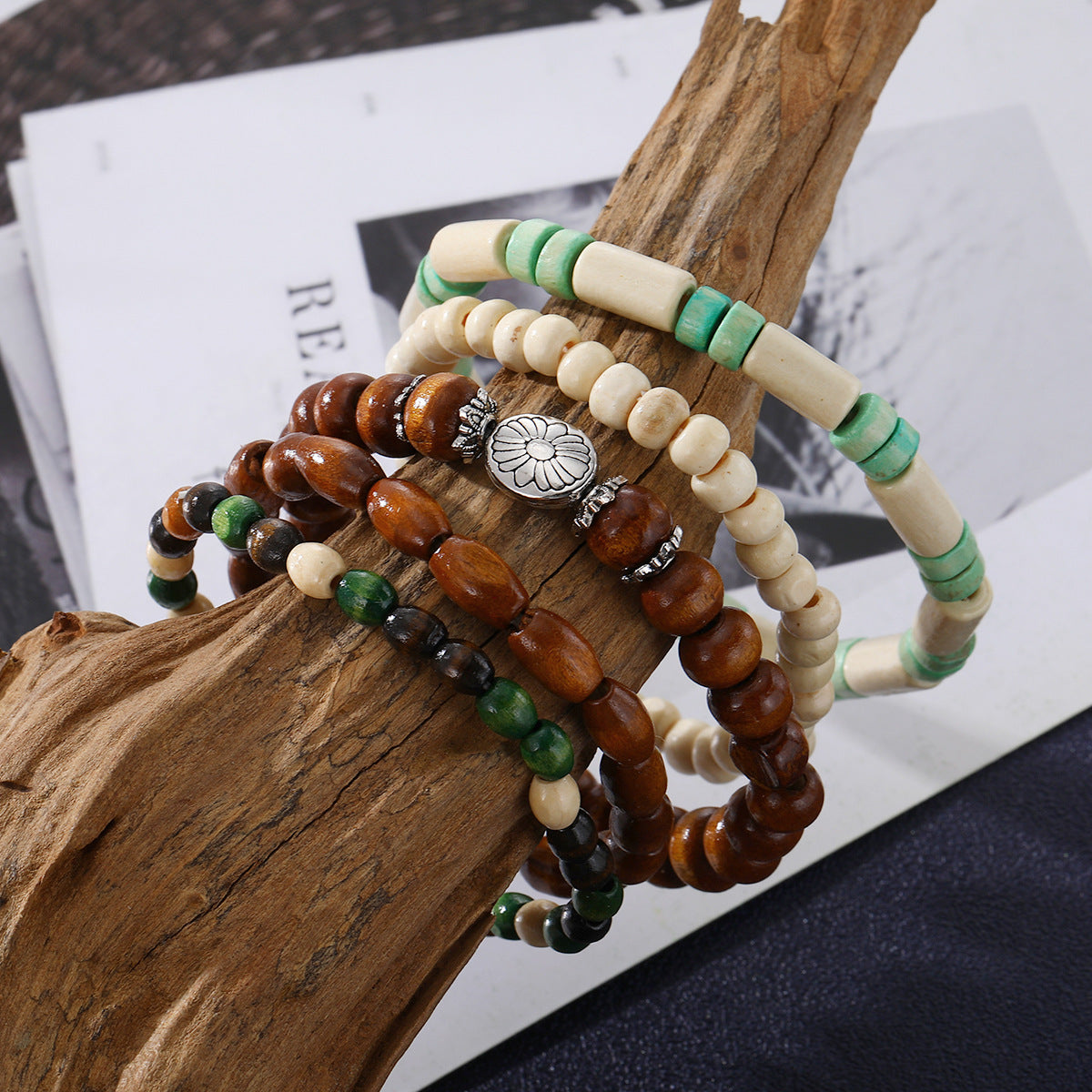 Beaded Bracelets with Floral Charm