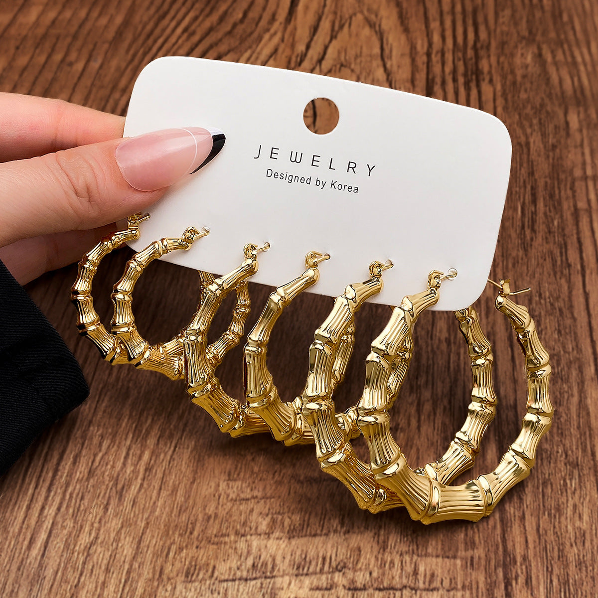 Elegant Gold Bamboo Hoop Earrings