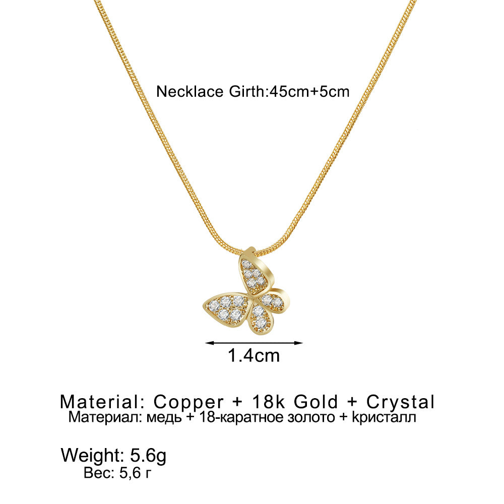Butterfly Pendant Necklace with Crystals